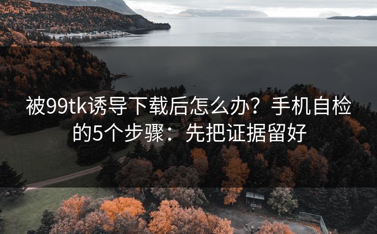 被99tk诱导下载后怎么办?手机自检的5个步骤:先把证据留好 被99tk诱导下载后怎么办?手机自检的5个步骤:先把证据留好